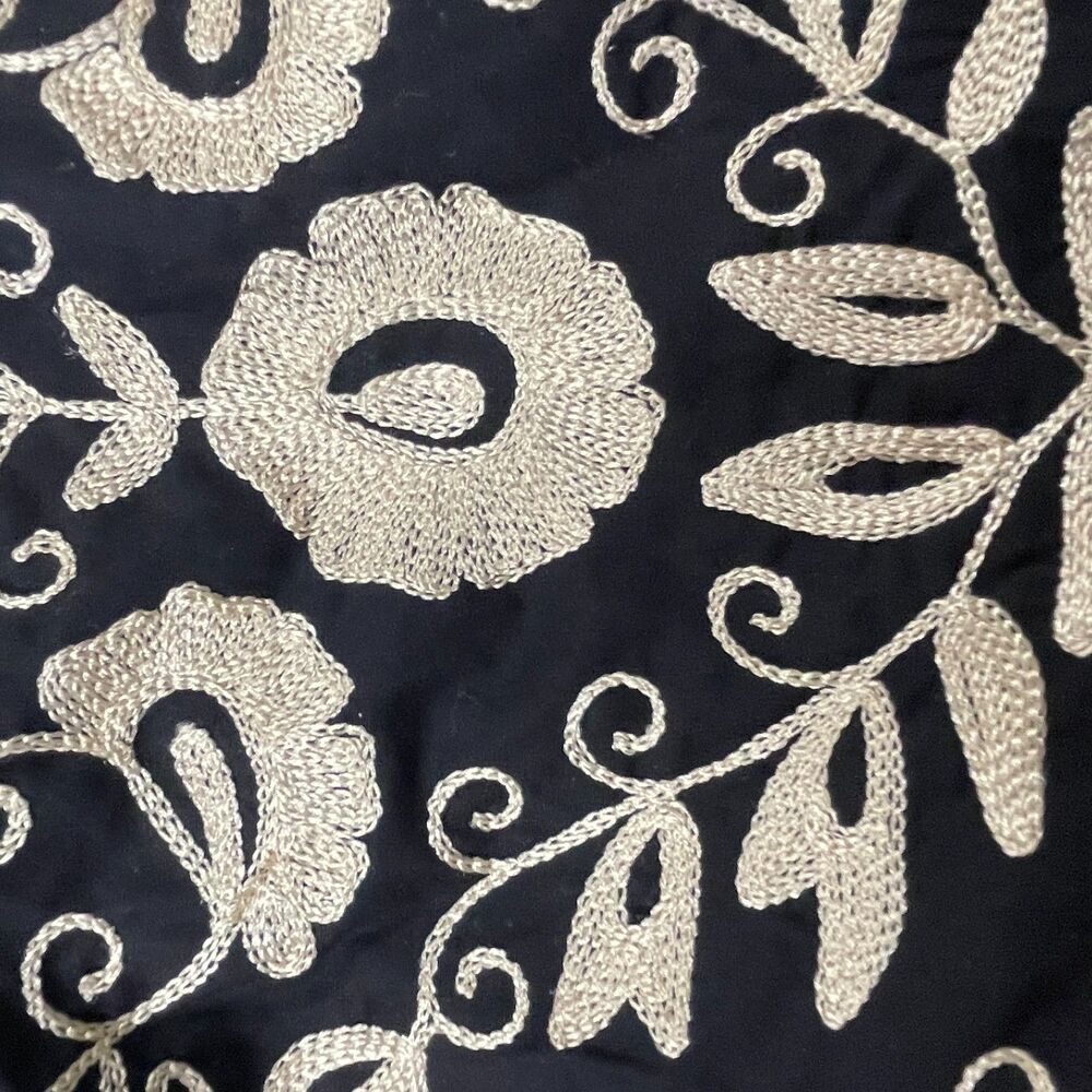 eShakti Black Embroidered Floral Fit & Flare Midi Dress 22W Pockets - Picture 11 of 14